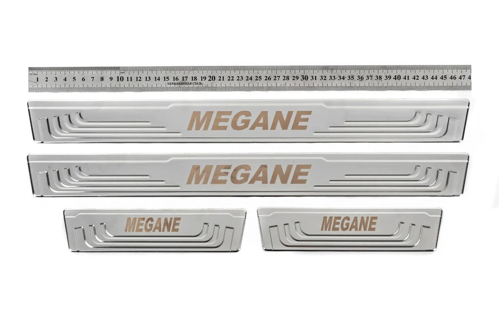 Door Sill Protectors V-2 (4 pcs, Stainless Steel) for Renault Megane III 2009-2016 - image 1