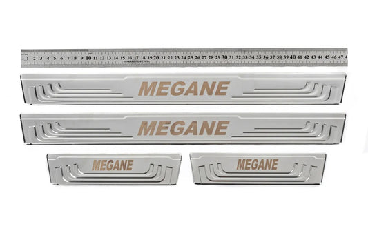 Door Sill Protectors V-2 (4 pcs, Stainless Steel) for Renault Megane III 2009-2016 - image 1