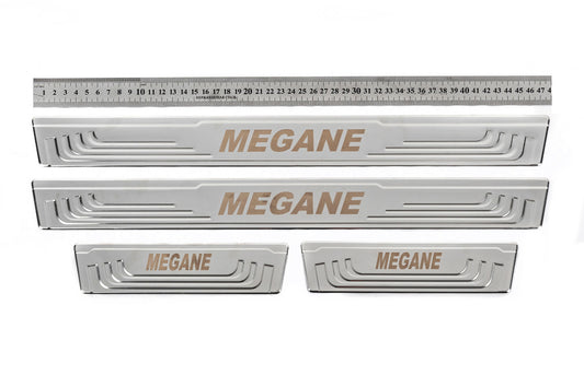 Door Sill Protectors V-2 (4 pcs, Stainless Steel) for Renault Megane I 1996-2004 - image 1