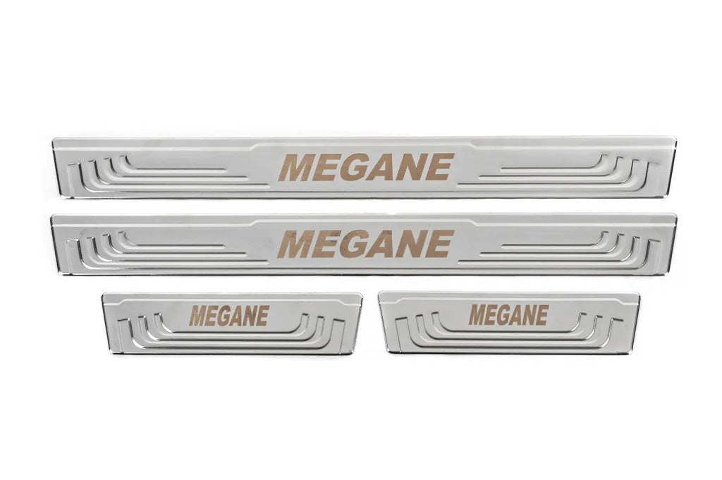 Door Sill Protectors V-2 (4 pcs, Stainless Steel) for Renault Megane III 2009-2016 - image 2