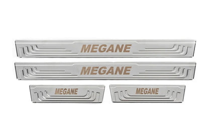 Door Sill Protectors V-2 (4 pcs, Stainless Steel) for Renault Megane III 2009-2016 - image 2
