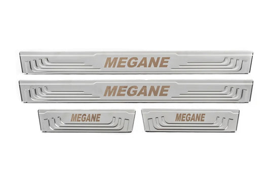 Door Sill Protectors V-2 (4 pcs, Stainless Steel) for Renault Megane II 2004-2009 - image 2