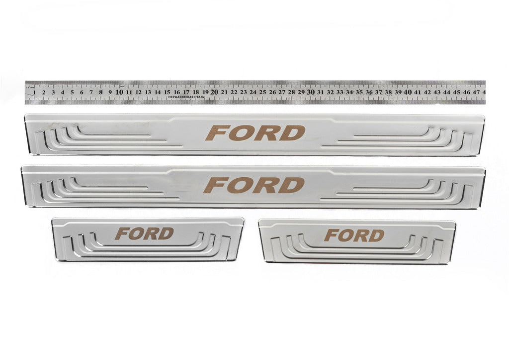 Universal door sill plates Ford V-2 (4 pcs., stainless steel) for Ford - image 1