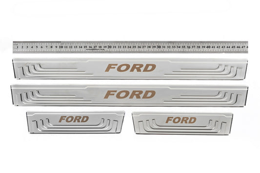 Universal door sill plates Ford V-2 (4 pcs., stainless steel) for Ford - image 1