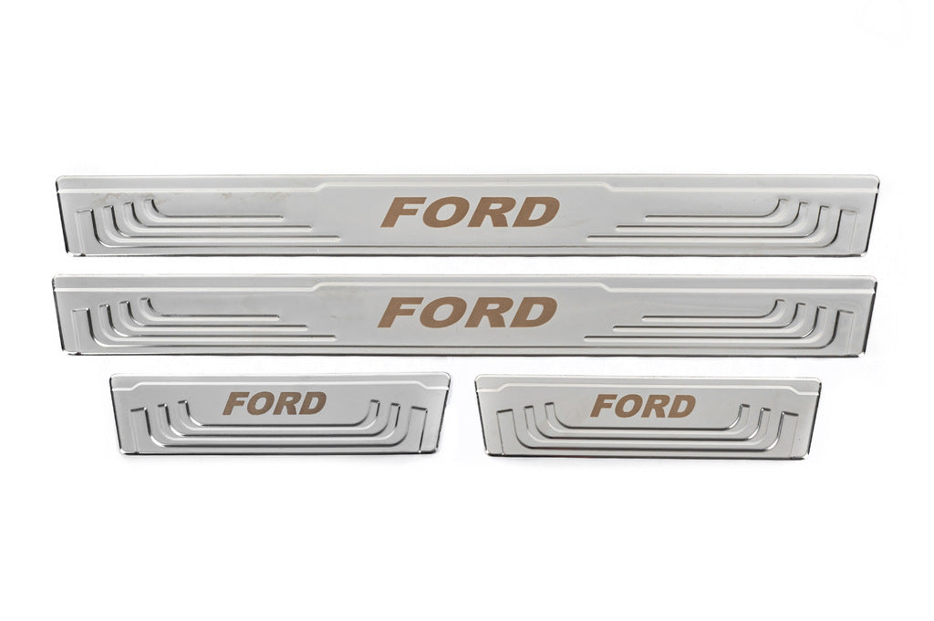 Universal door sill plates Ford V-2 (4 pcs., stainless steel) for Ford - image 2