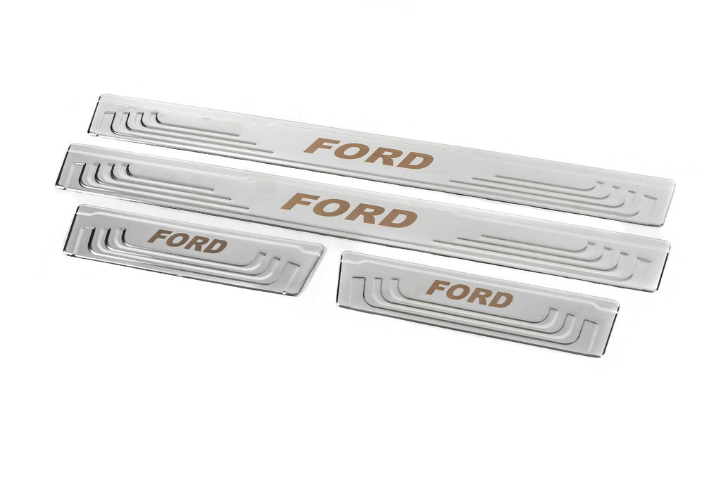 Universal door sill plates Ford V-2 (4 pcs., stainless steel) for Ford - image 3
