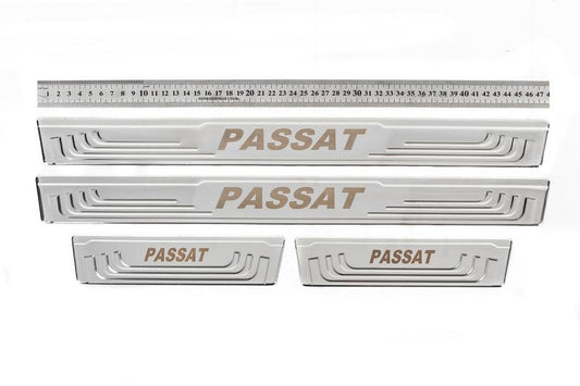 Universal door sill plates V-2 (4 pcs., stainless steel) for Volkswagen Passat B9 2023- year - image 1