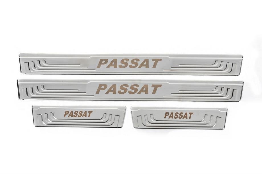 Door Sill Protectors V-2 (4 pcs, Stainless Steel) for Volkswagen Passat B5 1997-2005 - image 2
