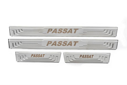 Universal door sill plates V-2 (4 pcs., stainless steel) for Volkswagen Passat B9 2023- year - image 2