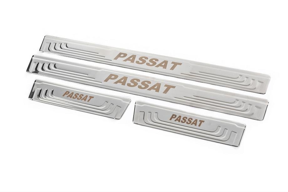 Universal door sill plates V-2 (4 pcs., stainless steel) for Volkswagen Passat B9 2023- year - image 3