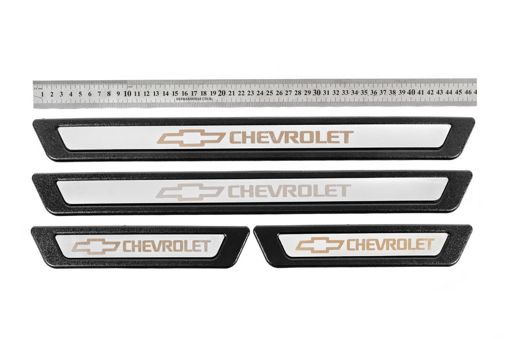 Universal Door Sill Protectors Chevrolet V-3 (4 pcs, Stainless Steel) for Chevrolet - image 1