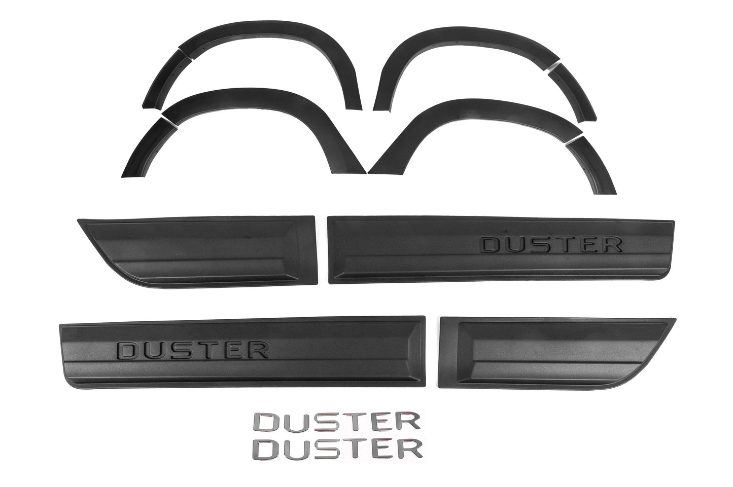 Fender flares with moldings (12 pcs, black ABS) for Renault Duster 2018-2024 - image 1