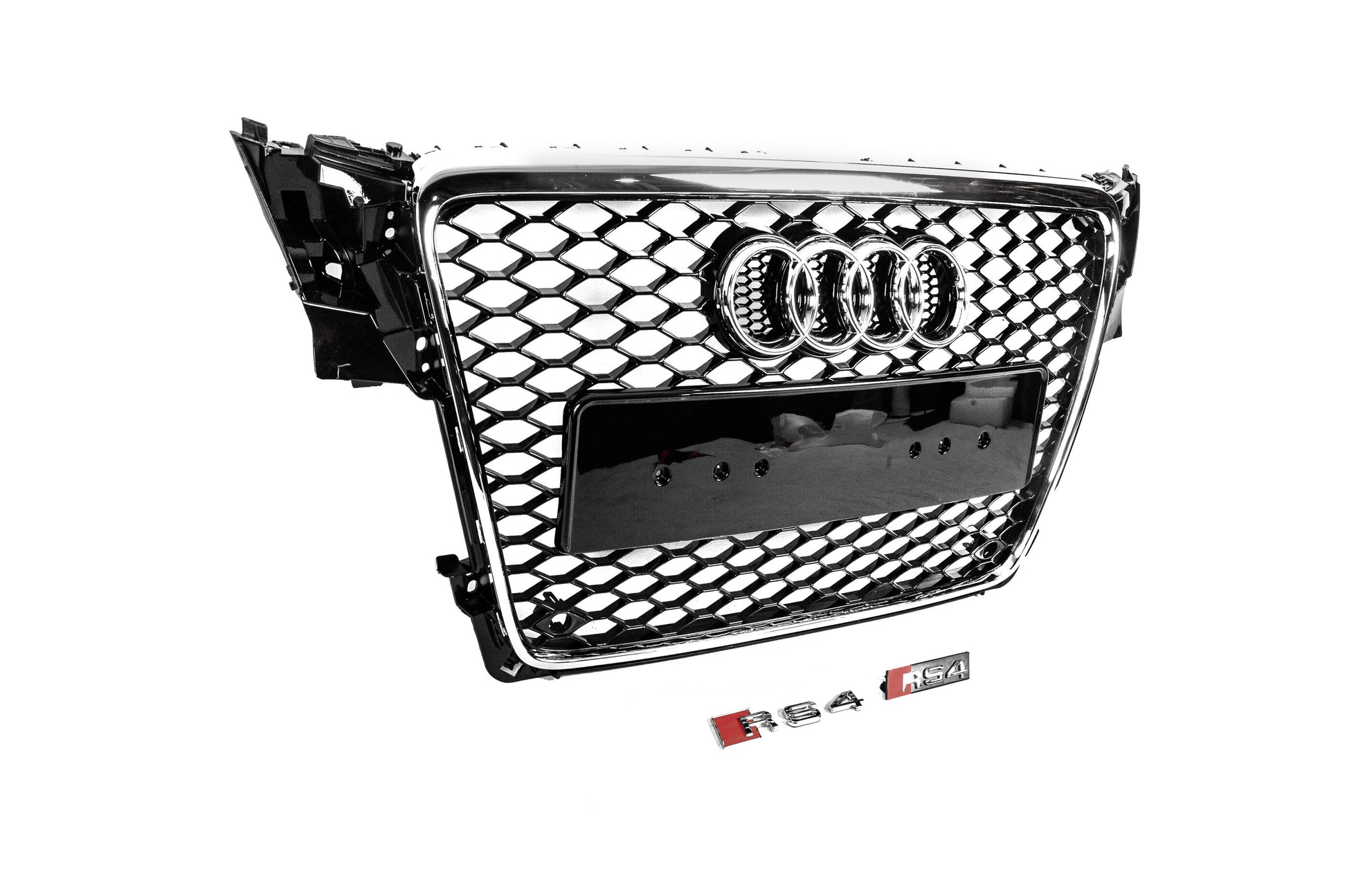 RS-style V-2 front grille (2007-2011, black with chrome) for Audi A4 B8 2007-2015 - image 3