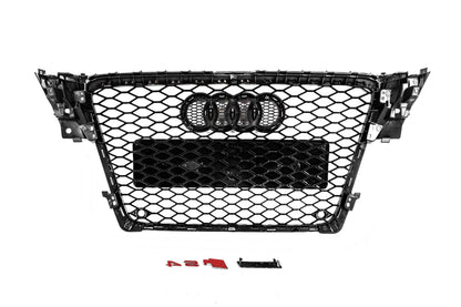 Front Grille RS-Style V-2 (2007-2011, black with chrome) for Audi A4 B8 2007-2015 - image 4