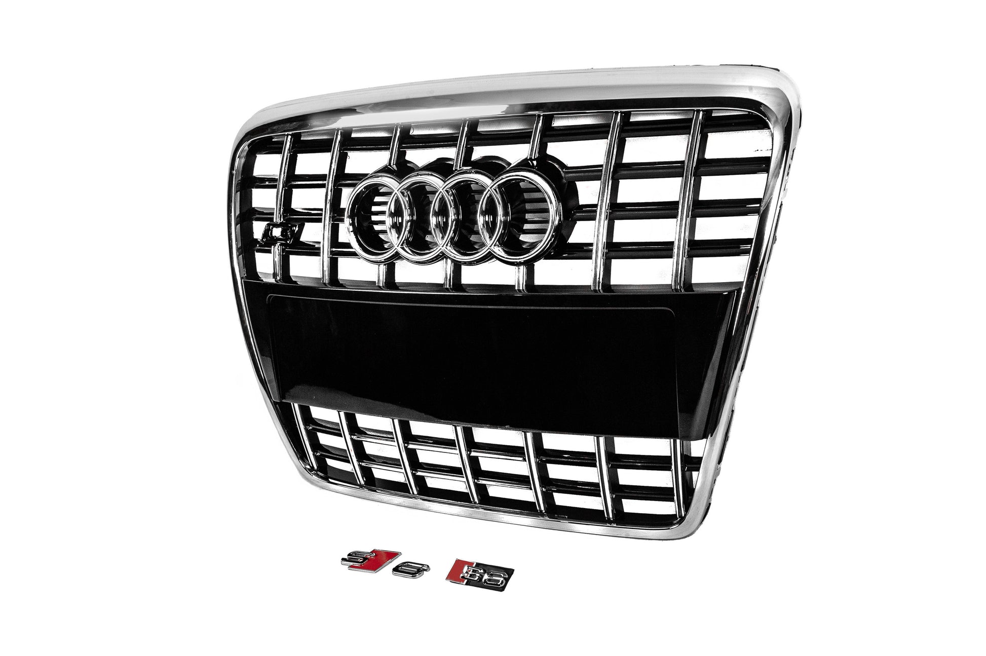 S-style front grille (black with chrome) for Audi A6 C6 2004-2011 - image 2
