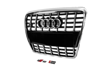 S-style front grille (black with chrome) for Audi A6 C6 2004-2011 - image 2