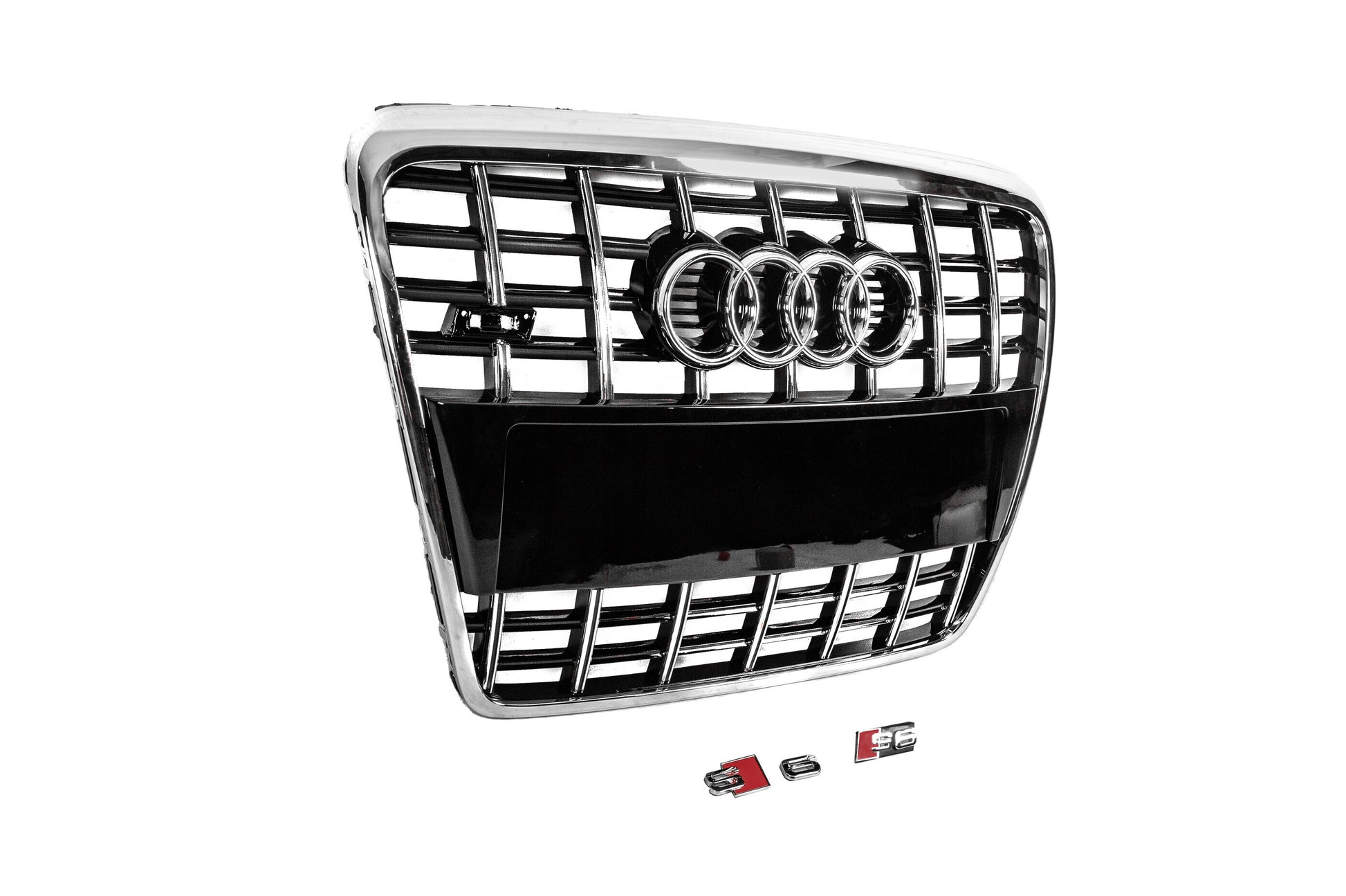S-style front grille (black with chrome) for Audi A6 C6 2004-2011 - image 4
