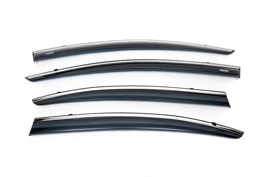 Window deflectors with chrome trim (4 pcs, Niken) for Honda Civic Sedan IX 2011-2016 - image 2