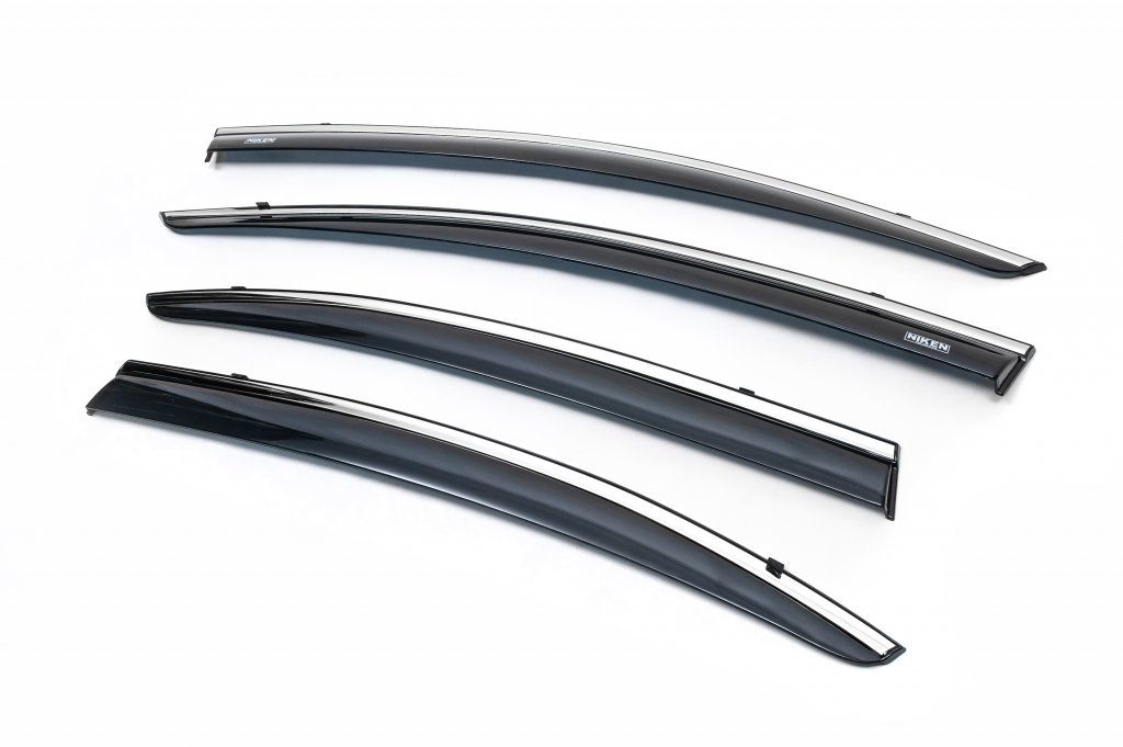Window deflectors with chrome trim (4 pcs, Niken) for Honda Civic Sedan IX 2011-2016 - image 1