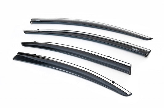 Window deflectors with chrome trim (4 pcs, Niken) for Honda Civic Sedan IX 2011-2016 - image 1