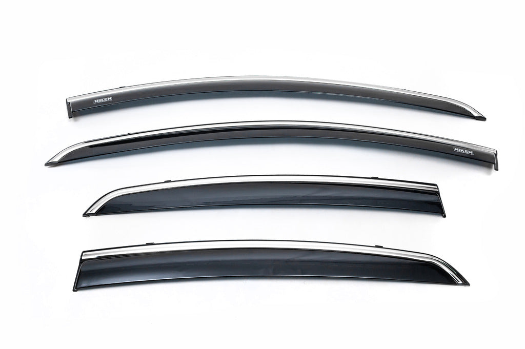 Window deflectors with chrome trim (4 pcs, Niken) for Fiat Linea 2006-2018 - image 2