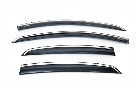 Window deflectors with chrome trim (4 pcs, Niken) for Fiat Linea 2006-2018 - image 2