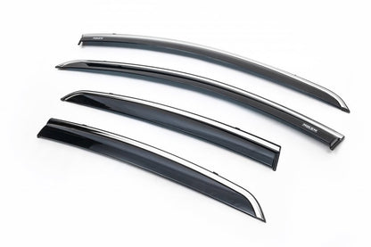 Window deflectors with chrome trim (4 pcs, Niken) for Fiat Linea 2006-2018 - image 1