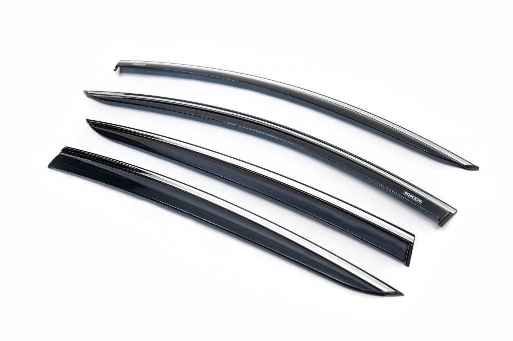 Window Deflectors with Chrome Trim HB/SD (4 pcs, Niken) for Ford Focus IV 2018- - image 1