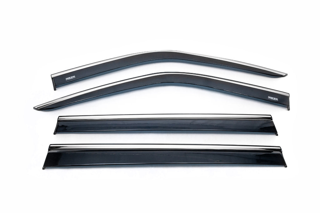 Window deflectors with chrome trim (4 pcs, Niken) for Fiat Doblo II 2010-2022 - image 1