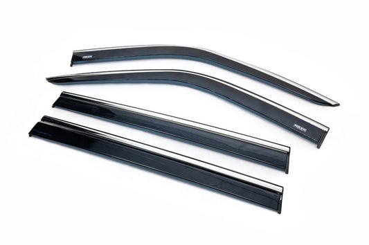 Window deflectors with chrome trim (4 pcs, Niken) for Fiat Doblo II 2010-2022 - image 2
