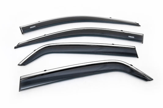 Window deflectors with chrome trim (4 pcs, Niken) for Kia Sportage 2004-2010 - image 2