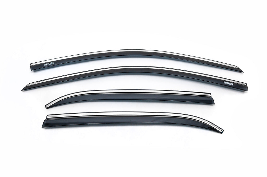 Window deflectors with chrome trim (4 pcs, Niken) for Hyundai I-20 2014-2020 - image 2