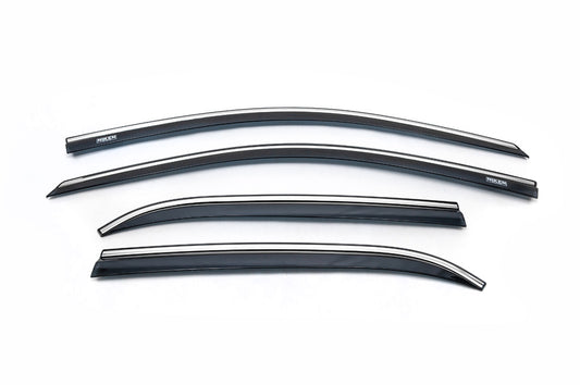 Window deflectors with chrome trim (4 pcs, Niken) for Hyundai I-20 2014-2020 - image 2