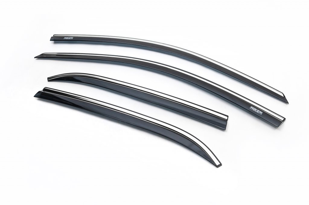 Window deflectors with chrome trim (4 pcs, Niken) for Hyundai I-20 2014-2020 - image 1