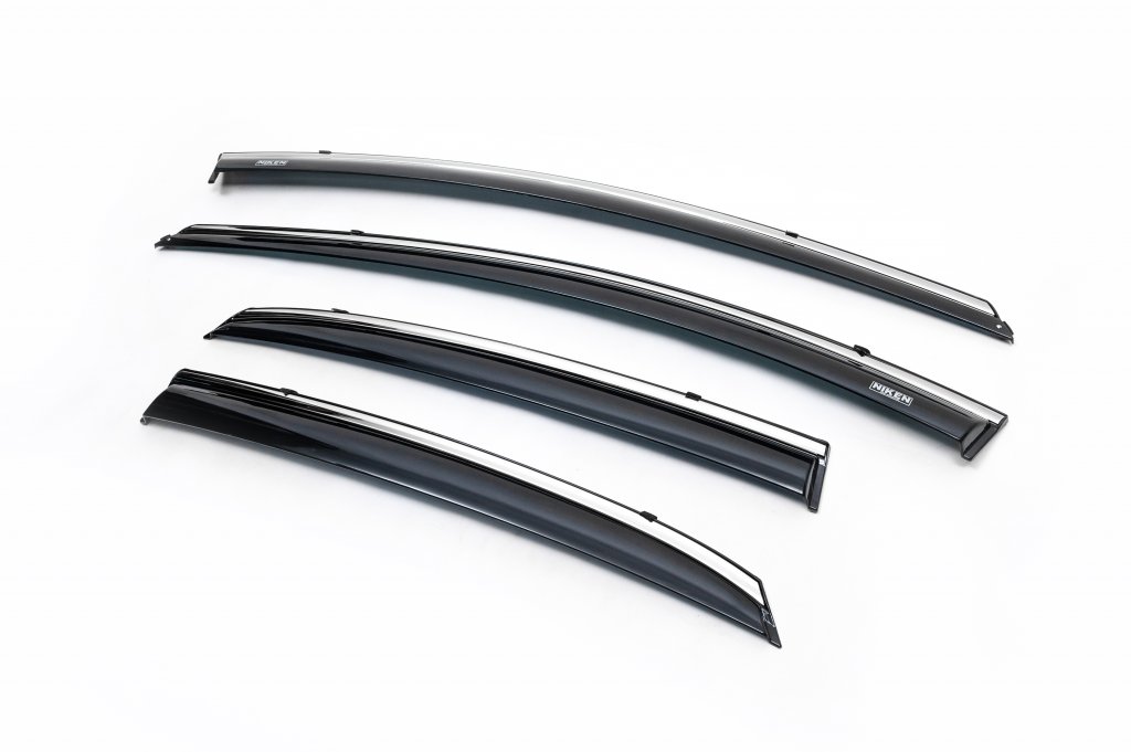 Window Deflectors with Chrome Trim HB (4 pcs, Niken) for Hyundai I-30 2012-2017 - image 1