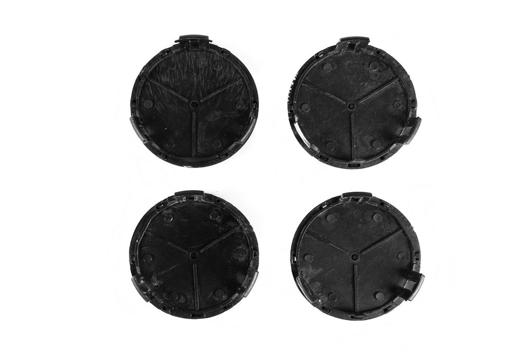 Wheel center caps 71/74 mm without ring (4 pcs, grey with black logo) for Mercedes - image 3