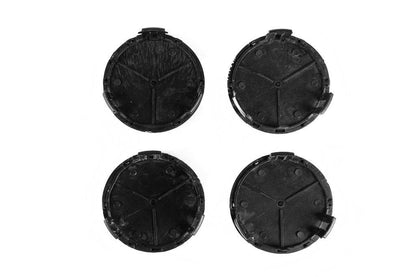 Wheel caps 71/74 mm without ring (4 pcs., gray with black mark) for Mercedes - Reelken Auto