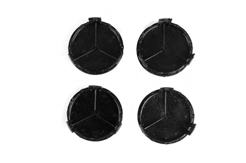 Wheel caps 71/74 mm without ring (4 pcs, black gloss) for Mercedes - Reelken Auto