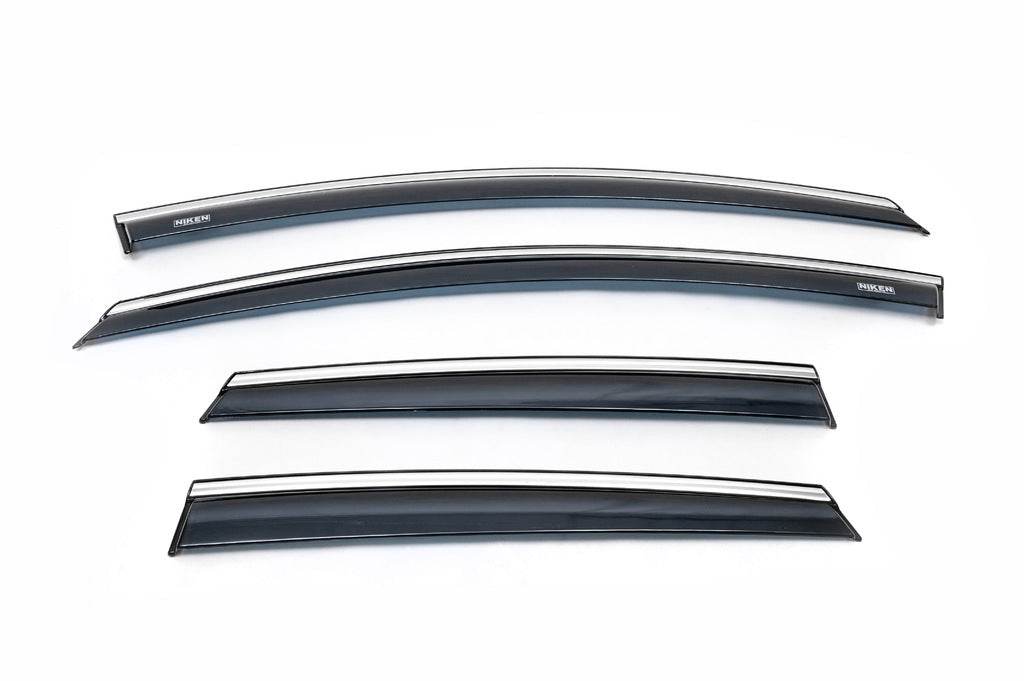 Visor with chrome strip HB/SD (4 PCs, Niken) for Opel Astra J 2009-2015 - Reelken Auto