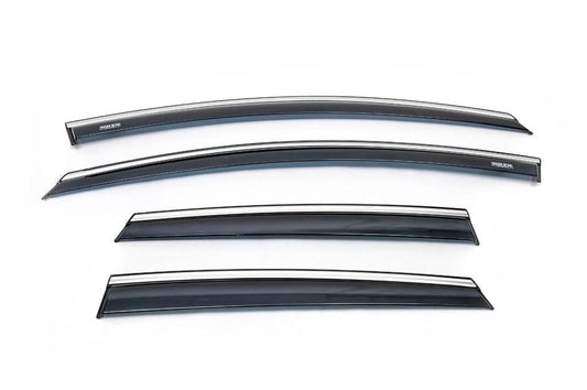 Visor with chrome strip HB/SD (4 PCs, Niken) for Opel Astra J 2009-2015 - Reelken Auto