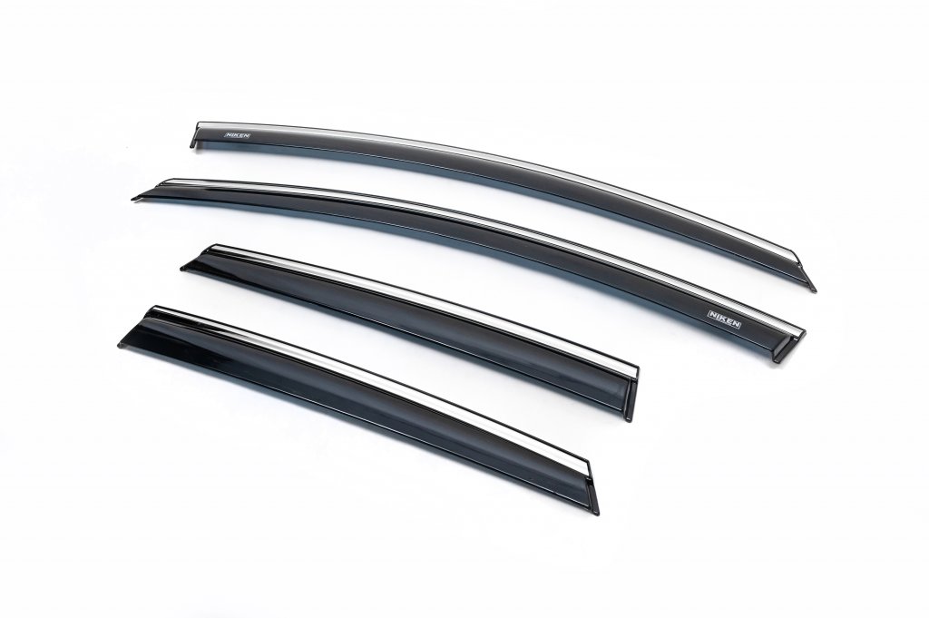 Window deflectors with chrome strip HB/SD (4 pcs, Niken) for Opel Astra J 2009-2015 - image 1