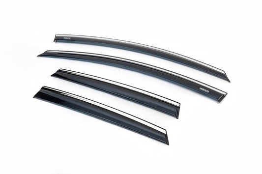 Visor with chrome strip HB/SD (4 PCs, Niken) for Opel Astra J 2009-2015 - Reelken Auto