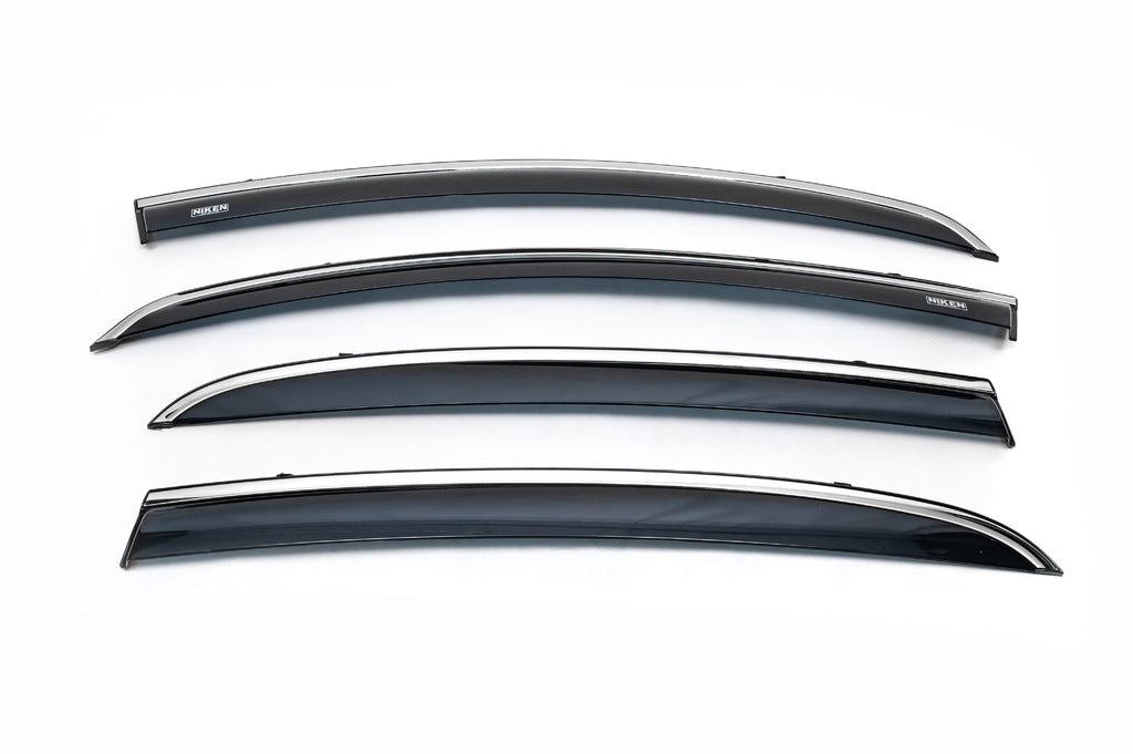Window deflectors with chrome trim (4 pcs, Niken) for Opel Corsa D 2007-2014 - image 2
