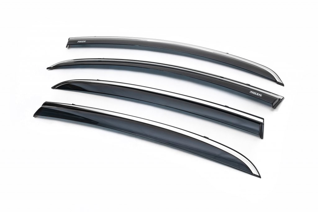 Window deflectors with chrome trim (4 pcs, Niken) for Opel Corsa D 2007-2014 - image 1