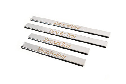 Door Sill Protectors Carmos Stainless Steel 4 pcs for Mercedes E-сlass W210 1995-2002 - image 1