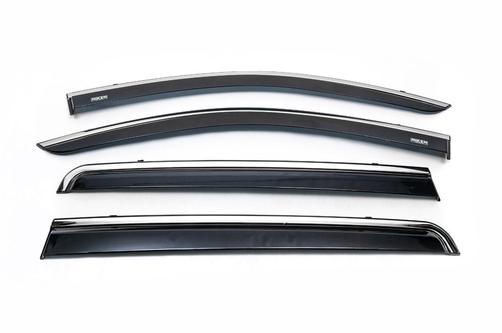 Window deflectors with chrome trim (4 pcs, Niken) for Renault Lodgy 2013-2022 - image 1
