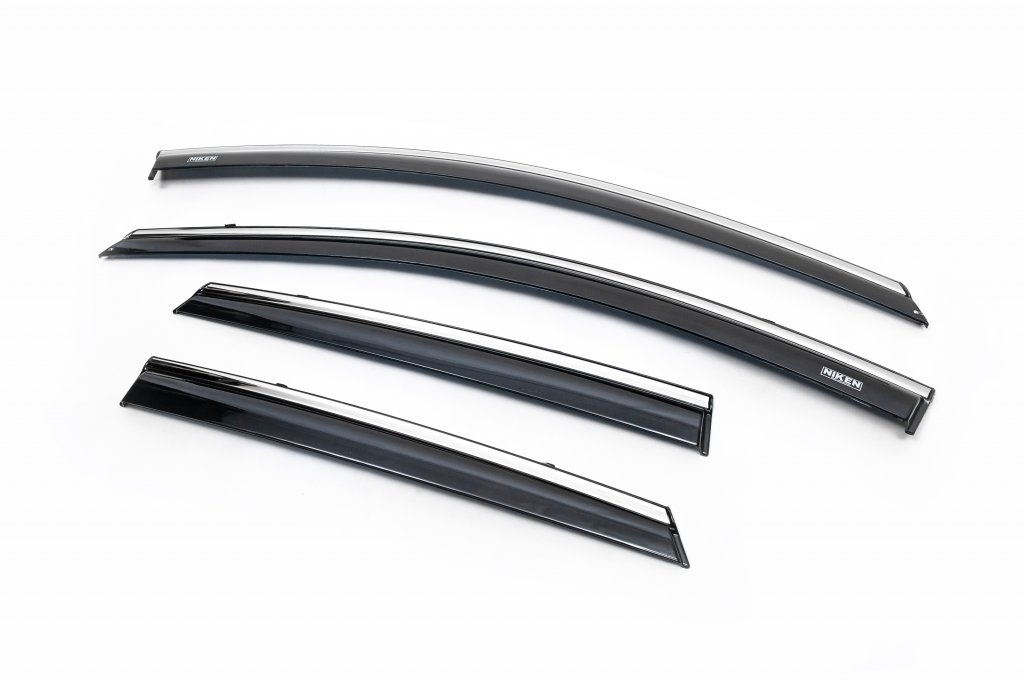 Window Deflectors with Chrome Trim Niken (2012-2015, HB/SW, 4 pcs) for Toyota Auris 2012-2018 - image 1