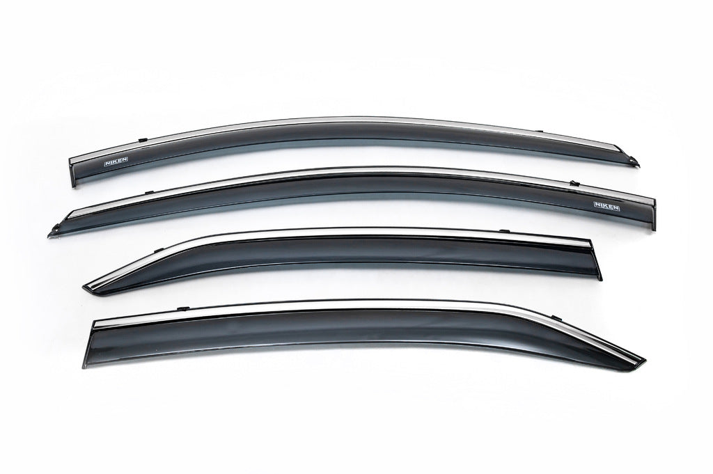 Window deflectors with chrome trim (4 pcs, Niken) for Toyota Corolla 2013-2019 - image 3