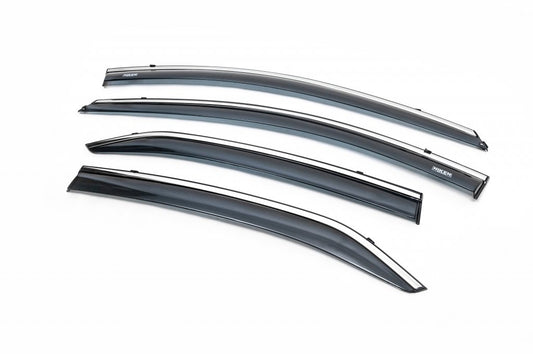 Window deflectors with chrome trim (4 pcs, Niken) for Toyota Corolla 2013-2019 - image 2