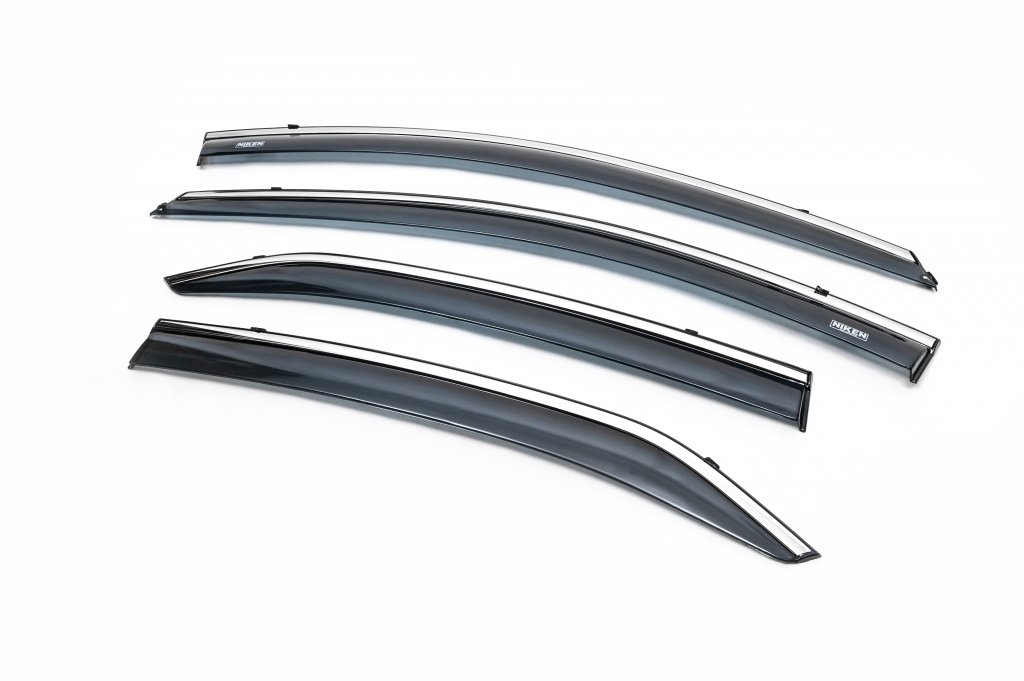 Window deflectors with chrome trim (4 pcs, Niken) for Toyota Corolla 2013-2019 - image 2